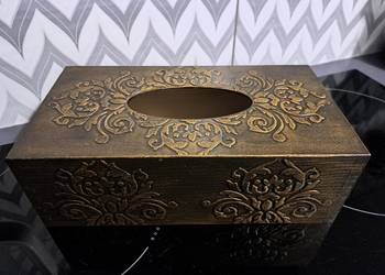 Chustecznik drewniany 3D ornamenty złoto postarzane