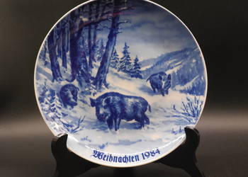 Talerz kolekcjonerski Wallendorf z 1984 roku z motywem dzików