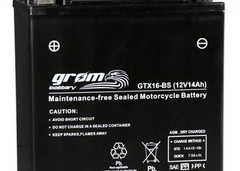Akumulator motocyklowy GROM GTX16-BS YTX16-BS 12V 14Ah 230A