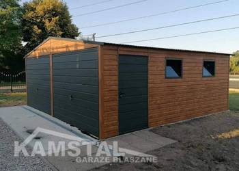 Garaż blaszany 6x5,8 drewnopodobny dwustanowiskowy dwuspadowy