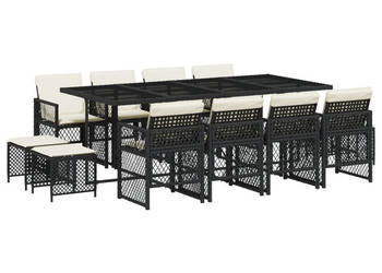 13-cz. zestaw mebli do ogrodu poduszki czarny rattan PE WM-3210798