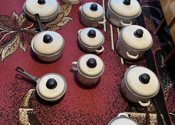 kpl garnków emaliowanych nowy PRL