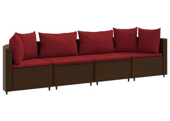4-cz zestaw wypoczynkowy do ogrodu poduszki brązowy rattan PE WM-3308461