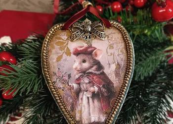 Zawieszka. Serce. Gwiazdka. Boże Narodzenie. Rękodzieło Vintage