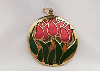 Cloisonné, piękny wisiorek w kolorze „Tulipan”