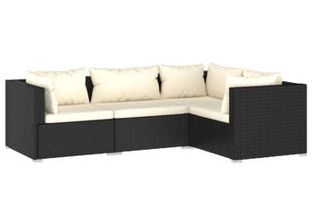 4-cz. zestaw wypoczynkowy do ogrodu poduszki rattan PE czarny WM-3101671