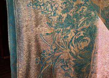 Szal damski 178x66 cm zloto turkusowy