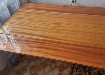 Stolik Drewniany Brązowy Ława PRL Połysk dł. 135 szer 100 wys 70 cm