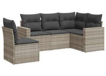 5-cz. zestaw mebli do ogrodu poduszki jasnoszary rattan PE WM-3251309