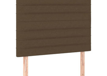Zagłówek do łóżka z LED ciemnobrązowy 90x5x118/128 cm tkanina WM-3122549