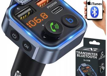 ​Nowoczesny Transmiter FM Bluetooth 5.0 | Ładowarka QC 3.0 + PD 20W