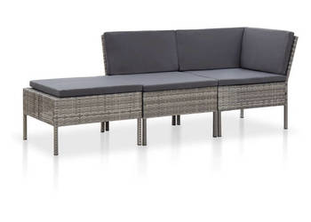 3-cz. zestaw wypoczynkowy do ogrodu poduszki rattan PE szary WM-48962