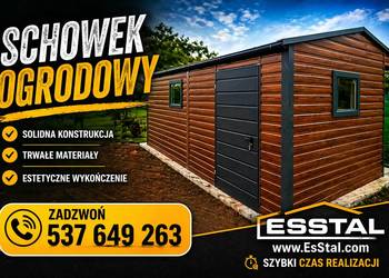 Garaż Blaszany Drewnopodobny z Zadaszeniem Bocznym Garaże - ESSTAL-