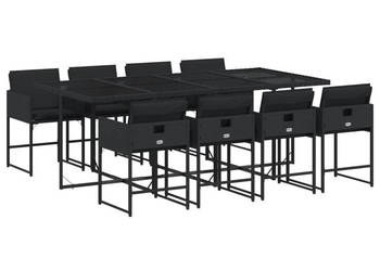 9-cz. zestaw mebli ogrodowych z poduszkami czarny rattan PE WM-3278046
