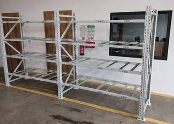 Regał metalowy półkowy NOWY H200 trawers 178cm długość 390cm warsztat