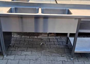 ZLEW 2 KOMOROWY Z SZAFKĄ I PÓŁKĄ - DORA METAL - 220/60/85 - M.1470.N