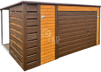 Schowek domek ogrodowy Garaż 4x3m + wiata 0,5m Brama uchylna drzwi TKD309