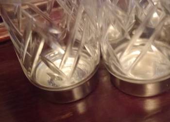 Kieliszki krysztalowe w srebrzone podstawie Kieliszki krysztalowe w srebrzone podstawie