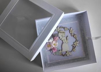 Kartka ręcznie robiona Komunia Święta z pudełeczkiem