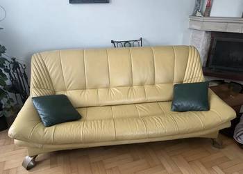 Sofa skórzana żółta - stan idealny