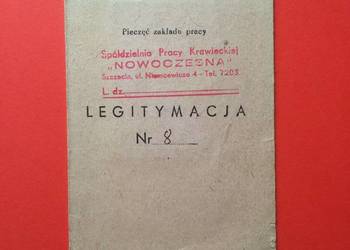 ( 1421 ) Legitymacja Zakładu Pracy w Szczecinie