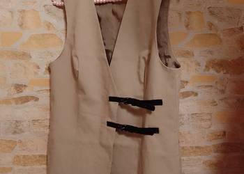 (40/L) ASOS/ Beżowa kamizelka biznesowa z zapięciem z Londynu, NOWA