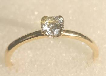 Nowy Piierscionek złoty zareczynowy 585 14k z Diamentem i Certyfikatem