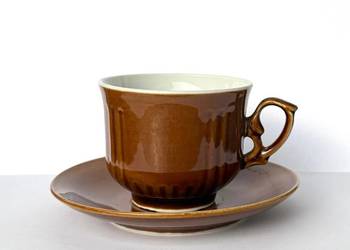 Filiżanka ze spodkiem ceramika made in D.P.R.K. vintage Korea lata 70-80 XX