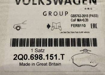 Klocki hamulcowe OE 2Q0698151T