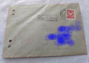 KOPERTA polecona z 1953 roku ze znaczkiem Poczty Polskiej, z PRL