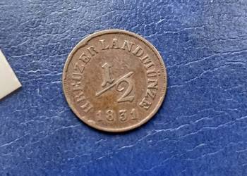 Stare monety 1/2 krajcar 1831 Niemcy Saksonia Stare monety 1/2 krajcar 1831 Niemcy Saksonia