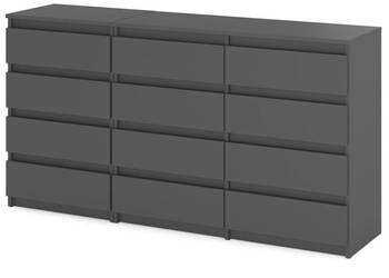 Komoda 12 Szuflad Szafka Nowoczesna Szara Mat Loft 180cm Salon Sypialnia