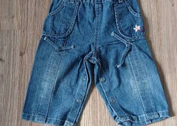 Spodnie niemowlęce ala jeans z kwiatkiem