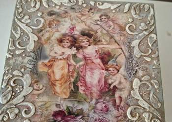 Szkatułka świąteczna z aniołkami.