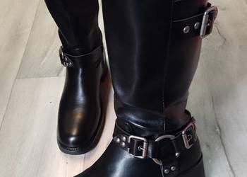 (40) Czarne, zdobione Kozaki oficerki biznesowe, Nowe (40) Czarne, zdobione Kozaki oficerki biznesowe, Nowe