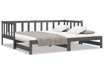 Łóżko rozsuwane szare 2x(90x190) cm lite drewno sosnowe WM-814666