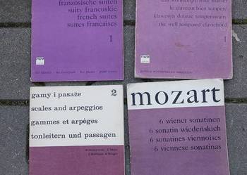 Nuty na fortepian zestaw starych zeszytów 4szt Bach Mozart gamy pasaże