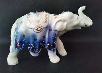 Stara porcelanowa figurka Słoń Indyjski porcelana Jan Jezela Katowice PRL
