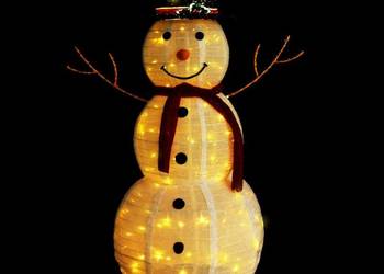 vidaXL Dekoracja świąteczna, bałwan z LED, luksusowa tkanina,(SKU:329762)