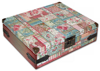 HERBACIARKA skrzynka na herbatę PATCHWORK 12 przegród