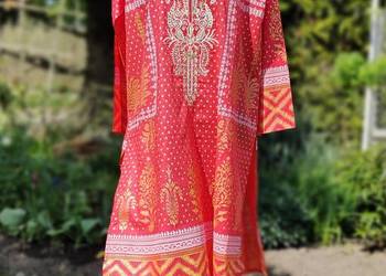 Koralowa tunika kameez Pakistan Indie Bollywood haft sukienka S boho etno o