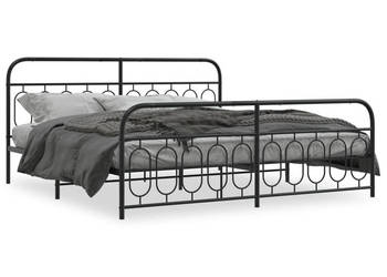 Łóżko Metalowe Czarne Rama Łóżka Ze Stelażem 200x200cm WM-377142