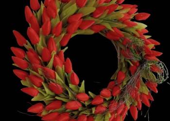Tulipany czerwone, wianek na drzwi, wianek wiosenny