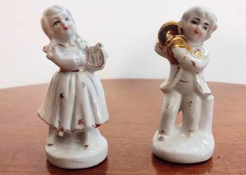 Dwie figurki muzykantów ona on ceramika