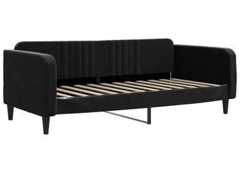 Sofa z funkcją spania czarna obita aksamitem 90x200 cm WM-354090