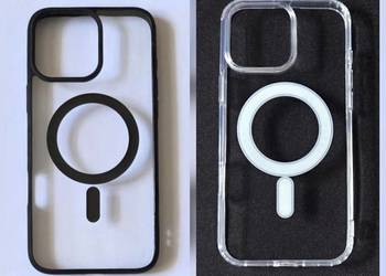 Etui/case klasyczne przezroczyste i czarne z MagSafena iPhone'a 16 pro max