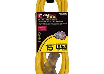 Utilitech Pro 15-ft 14/3 3-bolcowy zewnętrzny podświetlany przedłużacz