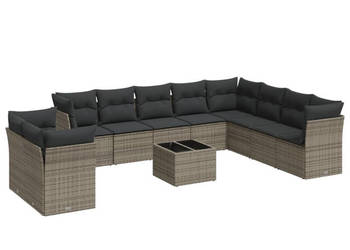 11-cz. zestaw mebli ogrodowych z poduszkami szary rattan PE WM-3217870