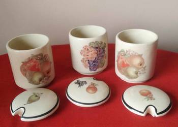 Trzy Pojemniki Ceramiczne Miód konfitury