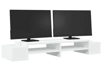 Podstawka pod monitor z przegródkami biała 100x27x15 cm WM-854688